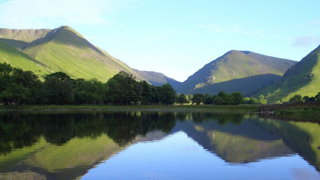 Brotherswater and the hills behind on a sunny day in the Lake District