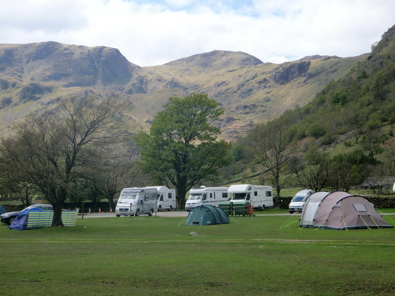 Campsite May 2012 800×600-min Sykeside campsite with caravans and tents pitched and the Lake District hills in the background